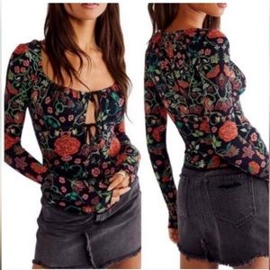 NWT Free People Make It Easy FloralLong Sleeve Blouse XS